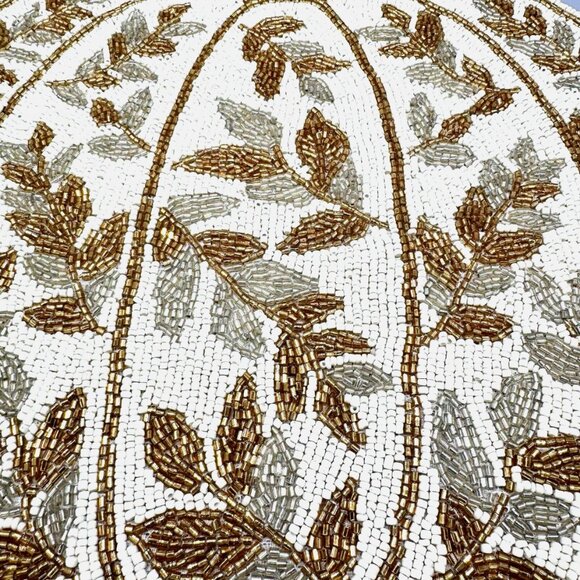 Tahari Gold Silver Pumpkin Beaded Placemat Charger Centerpiece Fall Autumn 15" - Picture 2 of 5